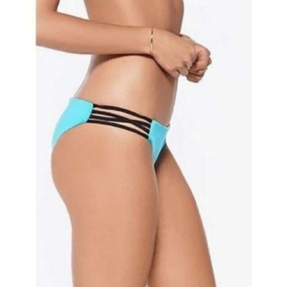 L*Space Bikini Bottom Teal Blue Strappy Sides - Picture 2 of 11
